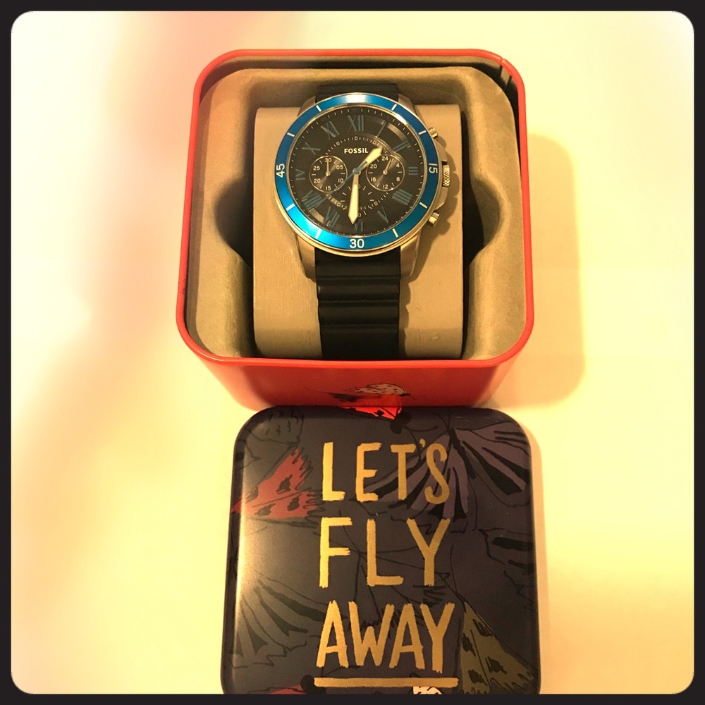 Black and blue fossil with original box